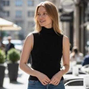 Zara Black Sleeveless Ribbed Tank Top